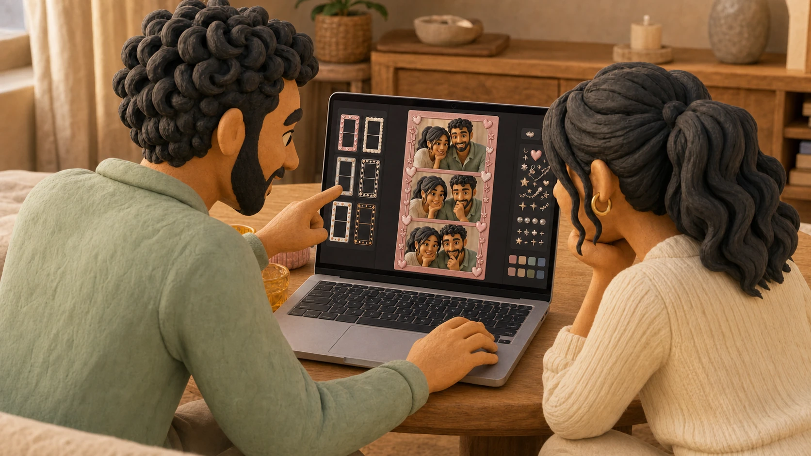 A stylized Photo Cat strip being customized in the browser